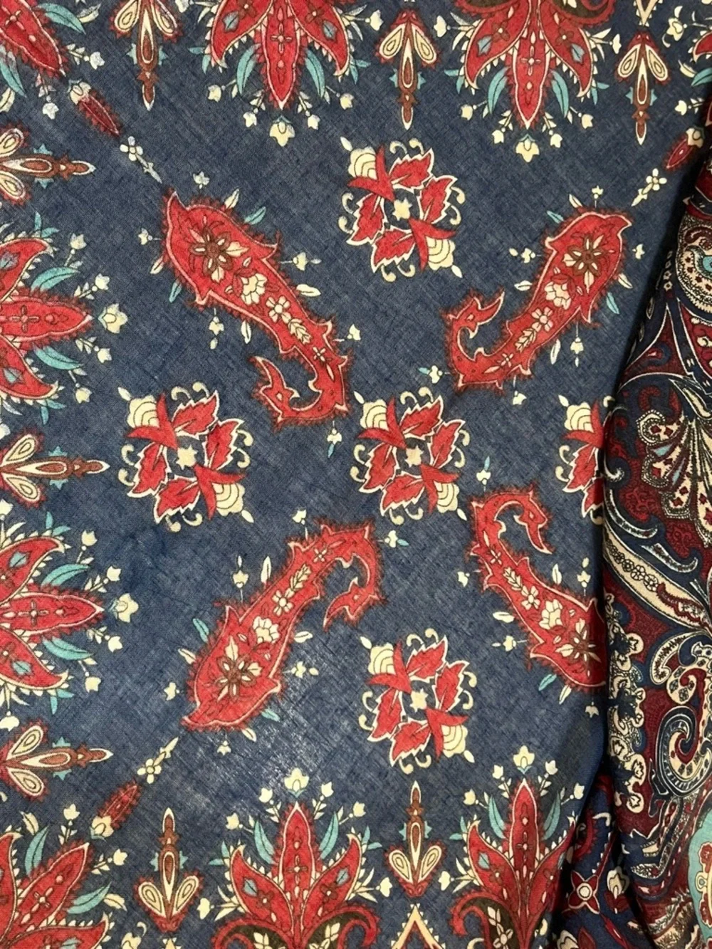 Paisley Square Shawl with Tassels Boho Cottagecore